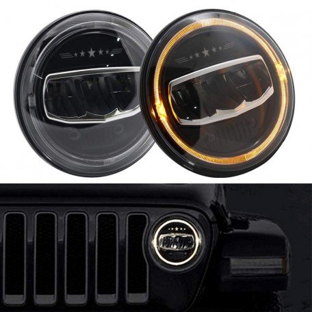 Cloudsale 7 Inch 90 watts LED Headlight for Jeep, Thar Wrangler Classic, Standard, Electra Models (Pack of 2) Image 