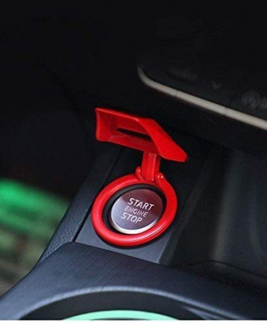 Push to Start Button Ignition Cover Car Engine Start Stop Button Cover Interior Universal Button Decoration Ring (pack of 1, Metal Red) Image 