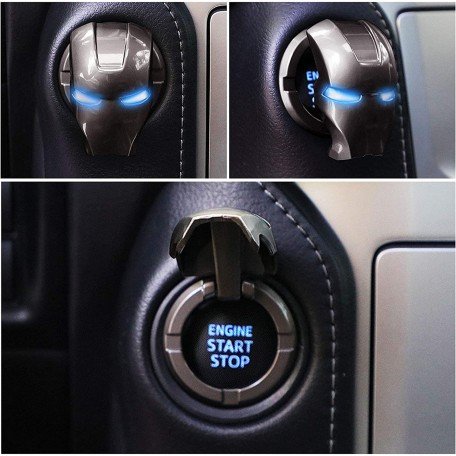 Push to Start Button Ignition Cover Car Engine Start Stop Button Cover Interior Universal Button Decoration Ring (pack of 1, Metal Black) Image 