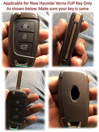 Leather Key Cover For Hyundai Verna 2017 onwards 3 button Flip Key ( 1 Piece) Image 