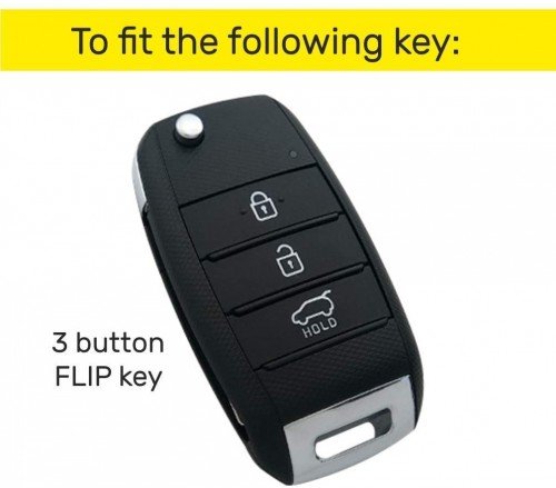 Leather Key Cover For Kia Seltos, Sonet Flip Key (Non Push Button Start Models only, 1 Piece) Image 