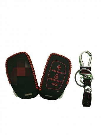 Leather Key Cover For Hyundai 3 Button Remote Smart Key Cover Creta, Grand i10, i20 Elite, i20 Active, Verna,Aura Image 