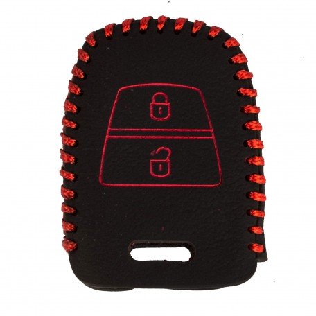 Leather Key Cover For Hyundai Grand I10 2 Button Remote Key(1 Piece) Image 