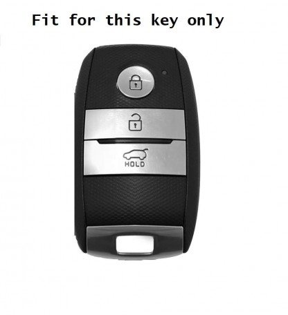 Carbon Fibe Car Key Case For (Blue) Kia Sonet, Seltos 3 Button Smart Key (Blue Push Button Start Models, 1 Piece) Image 