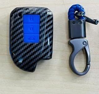 Carbon Fiber Car Key Case For Toyota Prado Vios Yaris Previa 2 3 Buttons Smart Remote Fob Shell Cover Keychain Protector Bag(Blue) Image 