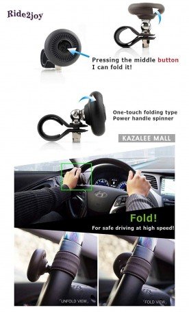 Autoban Power Handle Knob Power Handle Spinner Car Steering Wheel Knob Vehicle (Black) Image 