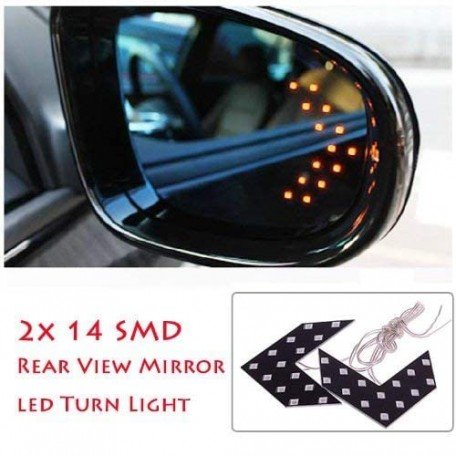 Place 14 SMD LED Car Rear View Mirror Indicator Turn Signal Light Universal for Cars(Pack of 2, Red) Image 