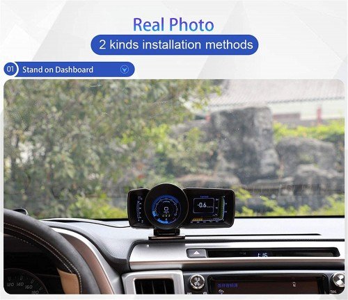 A600 Car HUD with OBD2 GPS Dual System and Multi-Function Dashboard HUD OBD2 and GPS Smart Speedometer Auto Gauge Alarm System for all car and trucks Image 