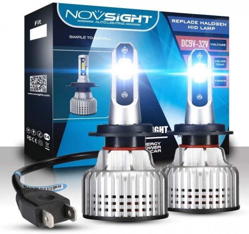 Novsight H7 LED Headlight Kits (Pack of 2)- Bridgelux-COB LED Chips - 72W 10000Lumens 6500K White - High/Low Beam Headlight/Fog Light Conversion Kit Image 