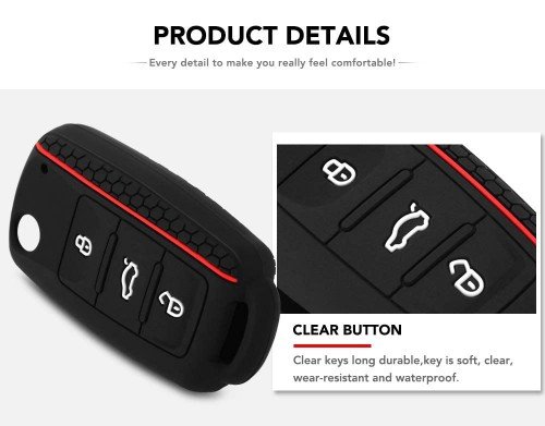 Silicone Car Key Cover Case For Volkswagen VW Skoda 3 Buttons Flip Key(Pack of 1) Image 