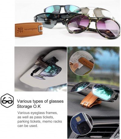 Blacksuit Autoban Leather Sunglass Clip Sun Visor Car Eyeglasses Holder Universal for car and Vehicles(Brown) Image 