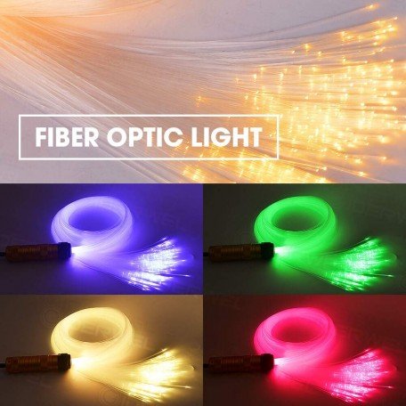 Smart Bluetooth LED Fiber Optic Lights Kit for Car Use/Ceiling Star Lighting, 380 Pieces 9.8f 0.03in Optical Fiber with 7W RGBW Smart Light Engine (APP+ Remote) Image 