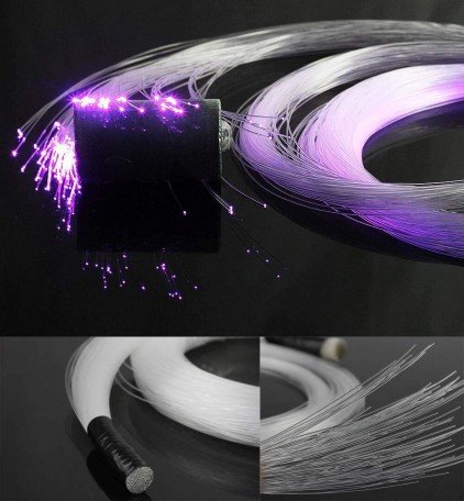 16W Engine Machine with 0.75mm 2.5M PMMA Plastic End Glow Optical Fiber for Fiber Optic Shooting Star Ceiling Kit RGBW Light Musical Lighting for Car and Home - 380 Pieces (App+Remote) Image 