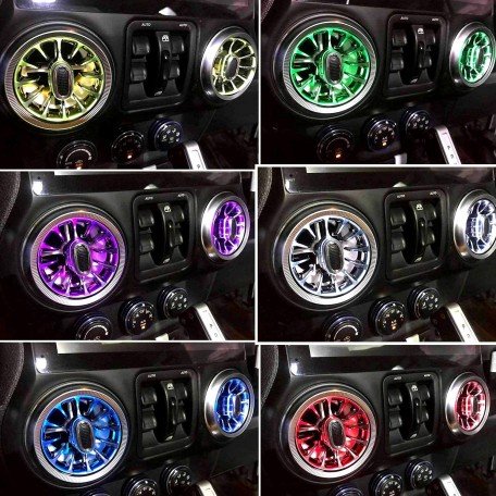 Car 2020 AC Vent RGB LED Multi Color Effect with Switch Control Compatible with Mahindra Thar ( Set of 4) Image 