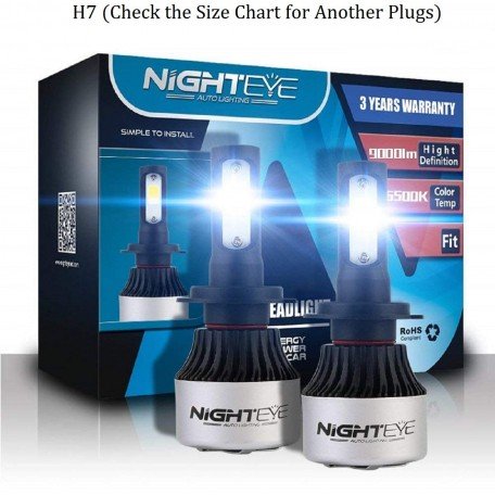 NightEye S2 H7  COB LED Car Headlights  72W 9000LM 6500K 2PCS - H7 Image