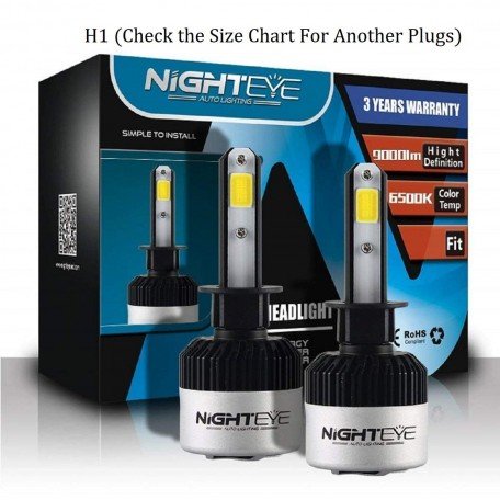 NightEye S2 H1 COB LED Car Headlights 72W 9000LM 6500K 2PCS - H1 Image