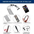 4pcs 48 LED DC 12V Multicolour Music Car Strip Light Interior Under Dash Lighting Kit with Sound Active Function and Wireless Remote Control Image 