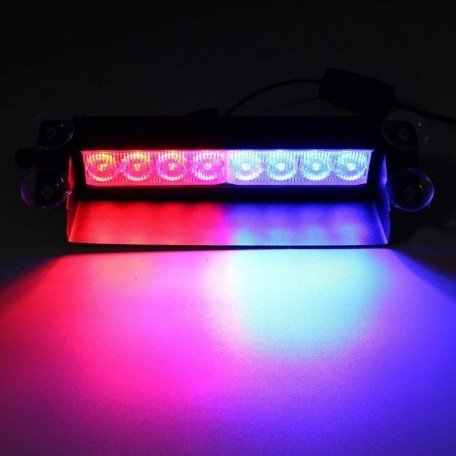 8 Led Strobe Lights Blue/Red Flasher Police Light for Car and Bike Image 