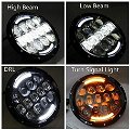 7 Inch Fancy Half ring Headlight with Turning Signal Lights for Royal Enfield Bullet, Classic,Thunderbird Electra (12-30V, 75W White LED Light) Image 
