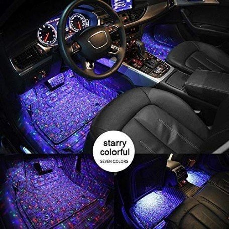 Car LED Atmosphere Light, Colourful Star Sky 7 Colours Car Interior Lights Under Dash Lighting, with Multi-Mode Change, Wireless Remote and Sound Control