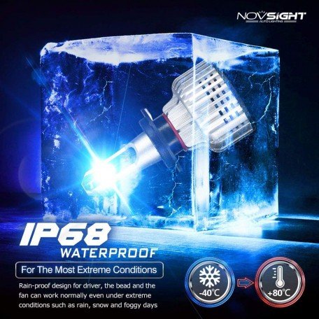 Novsight H1 LED Headlight Kits (Pack of 2)- Bridgelux-COB LED Chips - 72W 10000Lumens 6500K White - High/Low Beam Headlight/Fog Light Conversion Kit