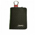 Leather Car Key Chain Cover Holder Zipper Case Remote Wallet Bag for-Jeep Image 