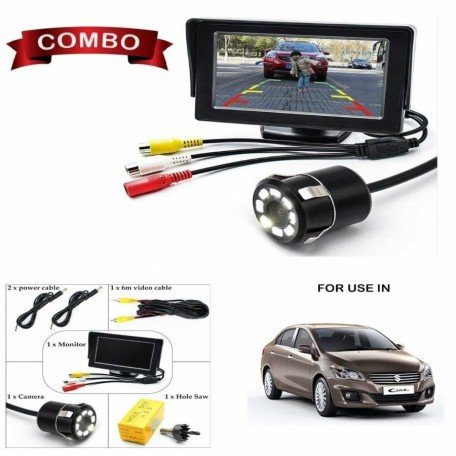 Reverse Parking Assistance 4.3 Inch Tft LCD Monitor with 8 LED Night Vision Car Reverse Camera Combo Image 