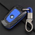 Carbon Fiber Key Fob Cover Shell Keyless Key Hard Case with Keychain for BMW 1 3 5 7 Series X3 X4 X5 X6(Blue) Image 