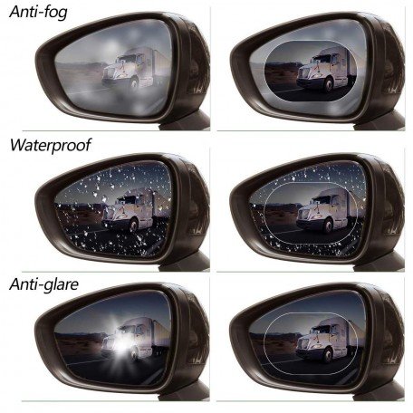  2PCS Car Rearview Mirror Film, Anti Fog Film Car Rear View Mirror Waterproof Film Protective Film Anti Glare Rain-Proof Anti Water Protector for Car Mirrors in Oval Shape Image 