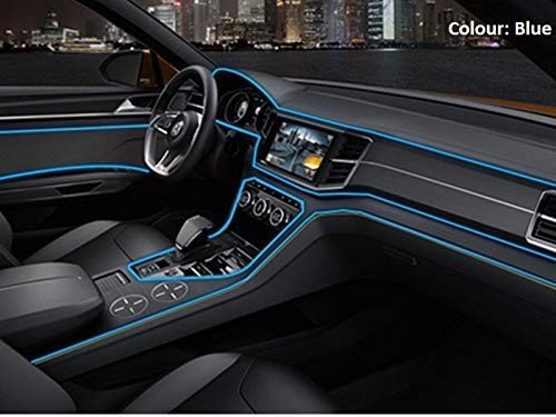 Car Dashboard Cold EL Wire Car Interior Light Ambient Neon Light for Cars - 5 Meter Roll (Blue, Pack of 1) Image 