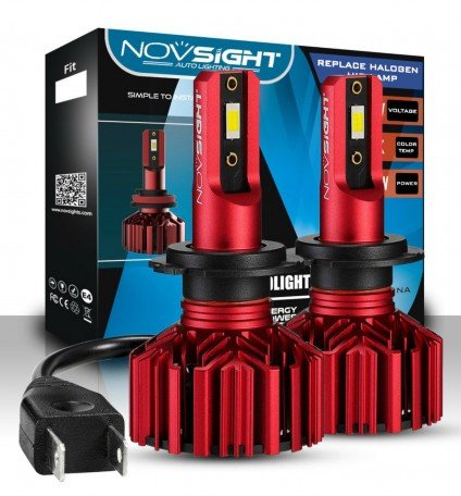 Novsight h7 led headlight bulbs conversion kits, extremely bright csp chips all-in-one fog light bulb, 10000lm 6000k, xenon white (type h7) Image