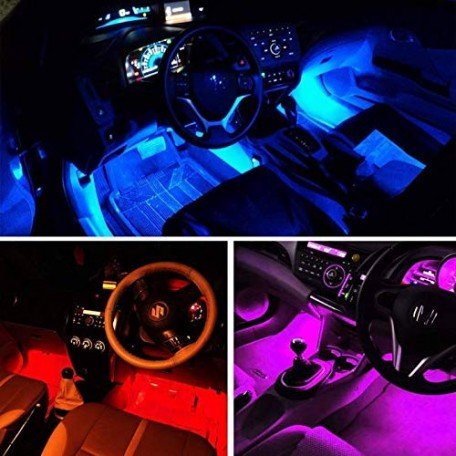 12V LED Car Atmosphere Light Car Interior Cool Light Multi Color EL Neon Strip Lamp Bluetooth Control App Phone Optical Fiber Lights
