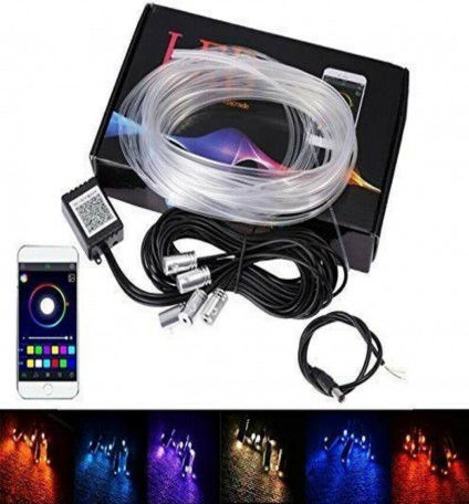 12V LED Car Atmosphere Light Car Interior Cool Light Multi Color EL Neon Strip Lamp Bluetooth Control App Phone Optical Fiber Lights Image