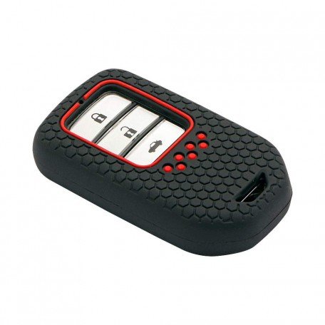 Silicone Key Cover for Honda City, Civic, Jazz, Amaze, CR-V, WR-V, BR-V Smart Key (Push Button Start Models) (Black)