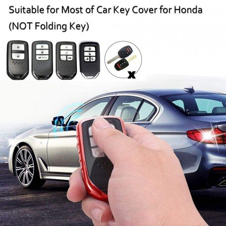 Silicone Key Cover for Honda City, Civic, Jazz, Amaze, CR-V, WR-V, BR-V Smart Key (Push Button Start Models) (Black) Image 