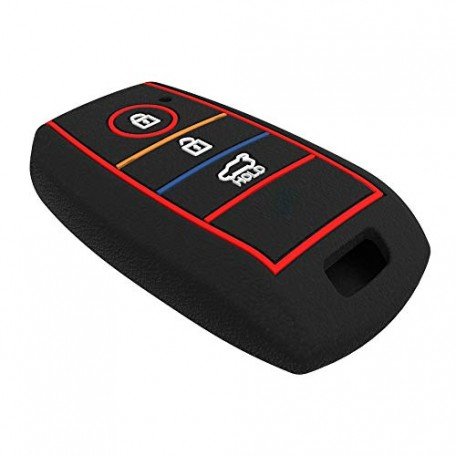 Silicone Key Cover for Kia Seltos 3 Button Smart Key (Black)