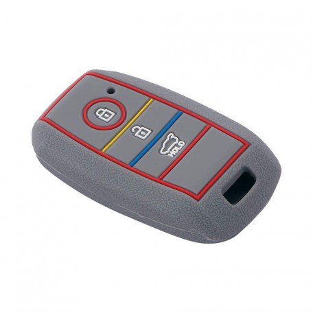 Silicone Key Cover for Kia Seltos 3 Button Smart Key (Grey)