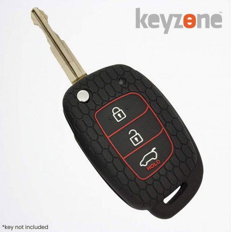 Silicone Key Cover for Hyundai Creta, i20 Active, i20 Elite,Aura flip Key (Black)