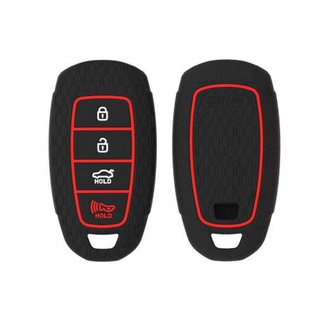 Silicone Key Cover fit for Hyundai Verna 2020 4 Button Smart Key (Black) Image