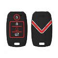 Silicone Key Cover fit for Kia Sonet, Seltos 2020 4 Button Smart Key (Push Button Start Models, Black) Image 