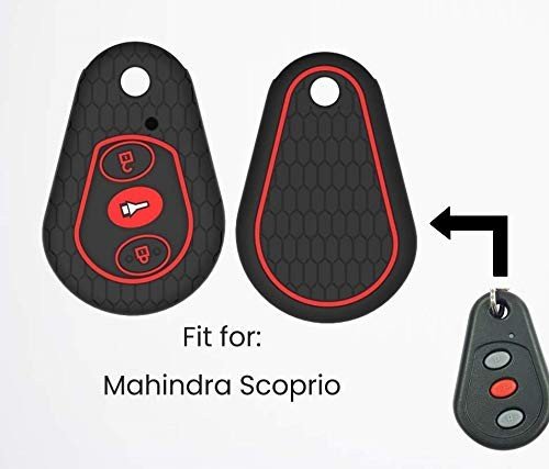 Silicone Key Cover for Mahindra Scorpio Remote with Keyring (Black)
