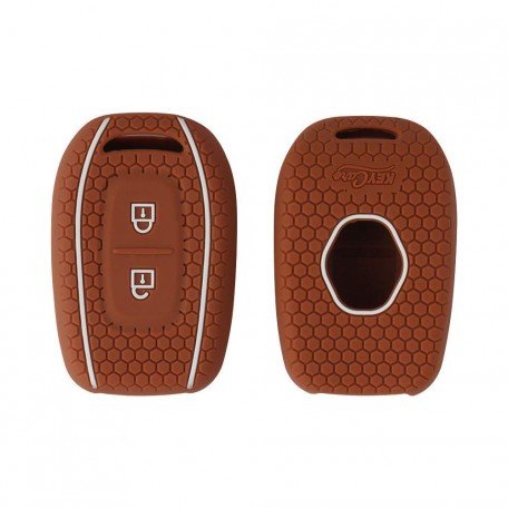 Silicone Key Cover for Renault Triber, Kwid, Duster 2016 Onward Models with 2 Button Remote Key (Tan,Pack of 1) Image