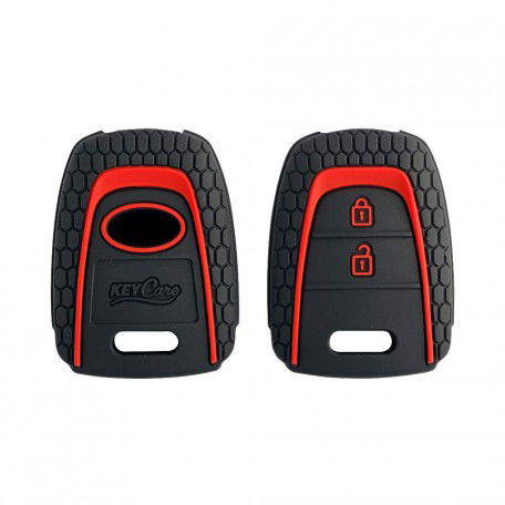 Silicone Key Cover for Eon, i10 Grand, Santro 2 Button Remote Key (Black,Pack of 1) Image