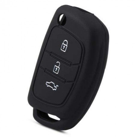 Silicone Key Cover for Hyundai Grand i10 Nios flip Key (Black) Image