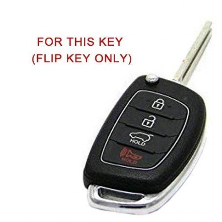 4 buttons Metal key Shell for for Hyundai Venue Flip Folding Key (Black) Image 