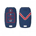 SILICONE KEY COVER FIT FOR KIA SONET, SELTOS 2020 4 BUTTON SMART KEY (PUSH BUTTON START MODELS, Blue) Image 