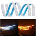 60 CM Flexible White DRL Light For Cars & Bikes Yellow Indicator with Turn Sequential Flow (60 cm, Set of 2 Pieces) Image 