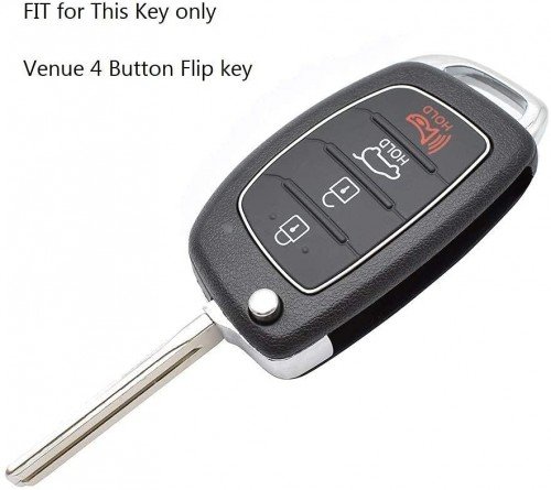 Leather Key Cover for Hyundai Venue Flip Key ( 1 Piece) Image 