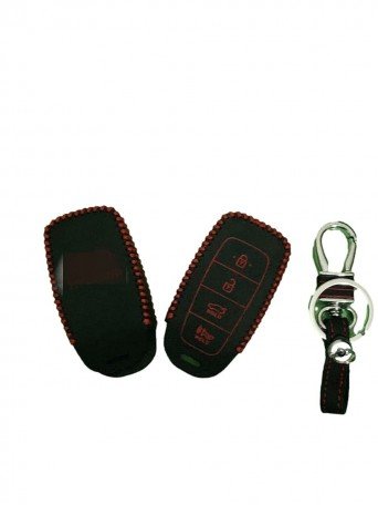  Leather Key Cover for Hyundai Verna 2020 Push 4 Button Start Model Only(1 Piece) Image 