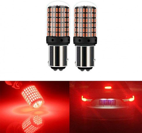 2800Lumen BAY15D P21/5W 2057 7528 1157 Dual Connector Led Bulb Front Rear Turn Signal Parking Light Bulb and Canbus Error Free Led Turn Signal Light Bulb Red, (Pack of 2) Image